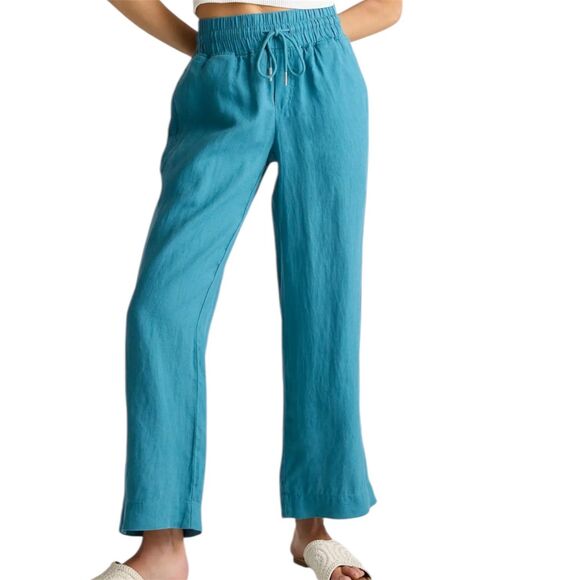 Quince European Linen Wide Leg Pants Midrise Pull On Mineral Blue S - Picture 1 of 10